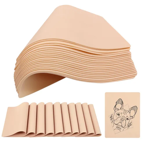 Piel de práctica de tatuaje en blanco - Jconly 30 piezas, doble cara, piel falsa para tatuajes, piel de práctica suave de 8×6 pulgadas para