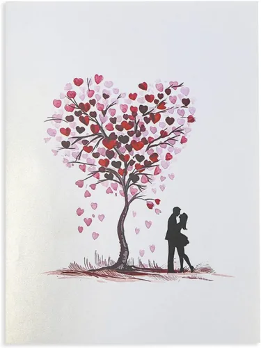 Miniatura 3 de Tarjeta de árbol de corazón desplegable 3D, tarjeta desplegable de árbol del amor hecha a mano, tarjetas emergentes 3D para el día de San Valentín