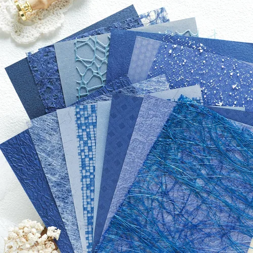 Miniatura 11 de Aromoty 20 piezas de papel artesanal para álbum de recortes, papel texturizado para manualidades, papel Morandi A5 en malla, tela de morera, mezcla