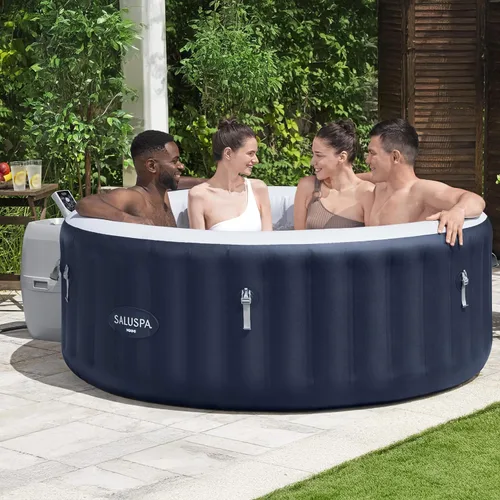 Miniatura 2 de Bestway SaluSpa Miami - Bañera de hidromasaje inflable para 2 a 4 personas, spa portátil de bajo consumo redondo para exteriores con 120 AirJets, 71