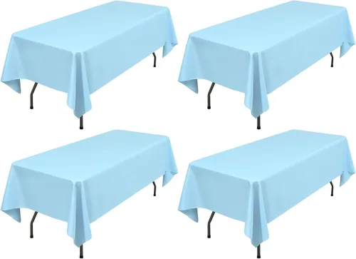 Miniatura 128 de Showgeous Paquete de 4 manteles rectangulares de poliéster de 60 x 102 pulgadas, resistentes a las arrugas, lavables, para bodas, mesas de comedor