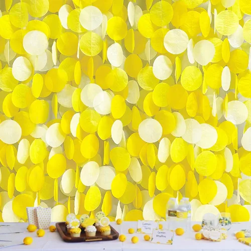 Decoración para fiestas: telón de fondo amarillo degradado y papel de seda para cumpleaños, baby shower y más