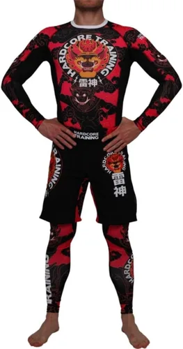 Miniatura 4 de Hardcore Training Camiseta de compresión para hombre, manga larga, Jiu Jitsu, MMA No-Gi, BJJ apretada, capa base de combate