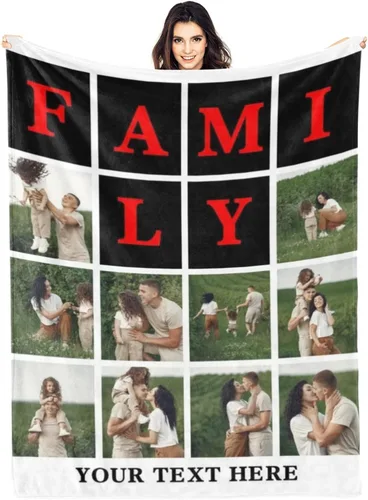 Miniatura 18 de Regalo para mamá y esposa, manta personalizada con 6 fotos, manta personalizada con imagen para familia, amigo, padre, madre, Navidad, cumpleaños
