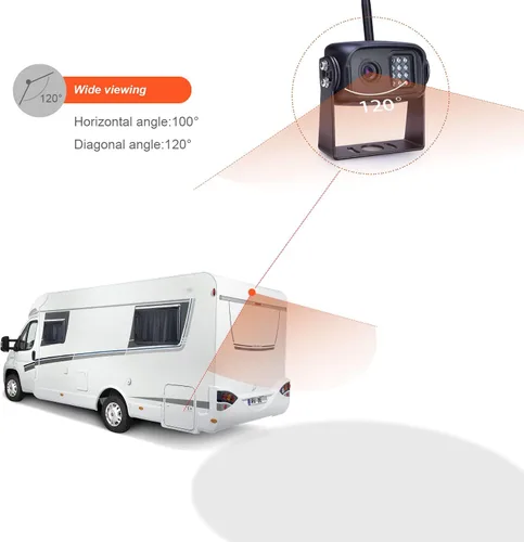 Miniatura 5 de Yuwei Kit de sistema de cámara de respaldo inalámbrica digital, AHD1080P, cámara de visión trasera inalámbrica y monitor de marcha atrás inalámbrico