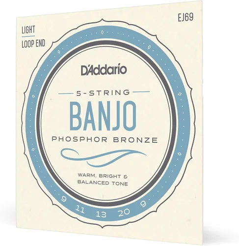 Miniatura 7 de D'Addario Cuerdas para banjo tenor, bronce fosforado, EJ55, calibre medio 9-30, juego de 5 cuerdas, paquete de 1