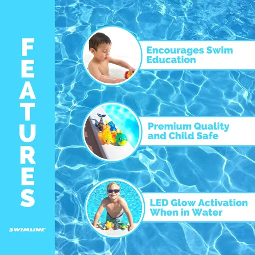 Miniatura 3 de Swimline Original Pack de 4 Juguetes de Buceo con Luz LED Animales Marinos Brillantes y Divertidos, Juego de Atrapar Peces con Recuperación