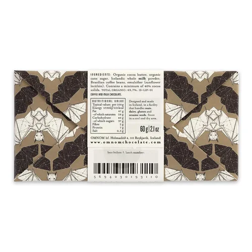 Miniatura 2 de OmNom Café + Leche Chocolate islandés de grano a barra de OMNOM CHOCOLATE REYKJAVIK Paquete de caja Barra de 10 x 2.12 oz