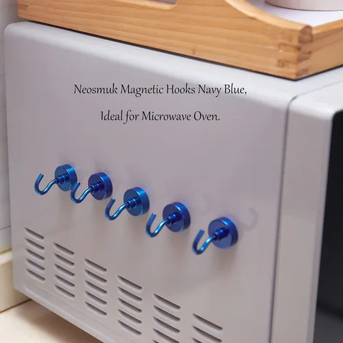 Miniatura 7 de NEOSMUK - Ganchos magnéticos de alta resistencia con imanes extrafuertes para colgar en refrigerador, crucero, cabinas o parrilla, color azul Azul