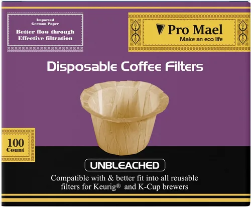 Miniatura 15 de Pro Mael Filtros de café desechables K Cup de papel para cafeteras Keurig de una sola porción 1.0 y 2.0, uso con cápsulas reutilizables K Cup