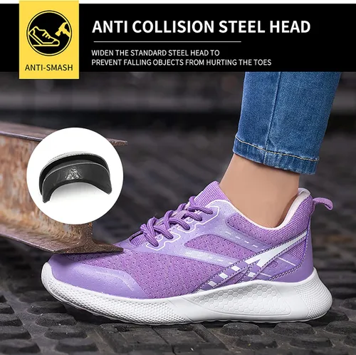 Miniatura 4 de Zapatos de seguridad para hombre con puntera de acero, zapatillas de trabajo ligeras, transpirables, antideslizantes, resistentes a pinchazos