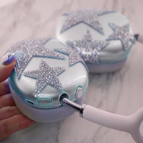Miniatura 16 de MORWLAT Funda para AirPods Max con Diamantes de Imitación Brillantes Estrellas, Fundas Suaves Bonitas Transparentes y Brillantes para Mujeres