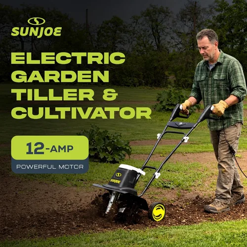 Miniatura 2 de Cultivadora eléctrica Sun Joe con ruedas, 16", Verde