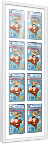 Miniatura 40 de Marco de cómic con paspartú para 8 CGC, CBCS o PGX Graded Comics - Marco de cómic blanco para cómics de 8.125 x 13 pulgadas Marco blanco