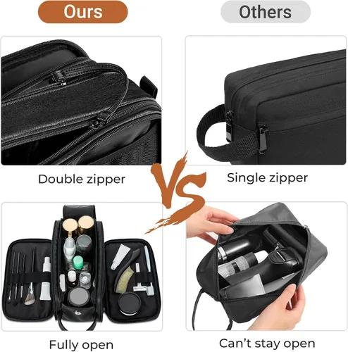 Miniatura 4 de Elviros - Bolsa de aseo de viaje para hombre, gran kit de afeitado Dopp resistente al agua, organizador de artículos de baño, bolsas cosméticas