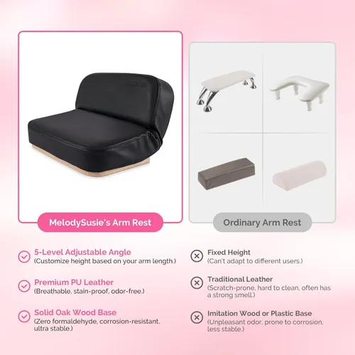 Miniatura 7 de MelodySusie Reposabrazos plegable para uñas tecnológicas de uñas, cojín de manicura ajustable de 5 niveles, almohada grande de piel sintética