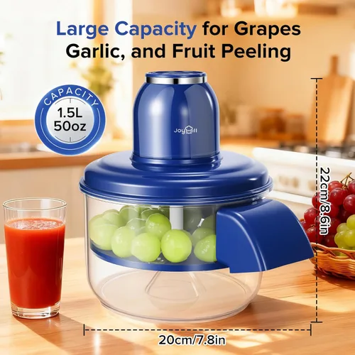 Miniatura 2 de JOYHILL Peladora eléctrica de uva, pelador automático de frutas y ajo para uva, tomate, cereza, motor de 50 W con cuchillas de acero inoxidable