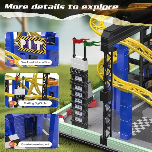 Miniatura 3 de Mould King 11020 Whirlwind Coaster - Juego de construcción de montaña rusa, 1707 piezas, modelo de montaña rusa, kit de construcción motorizado