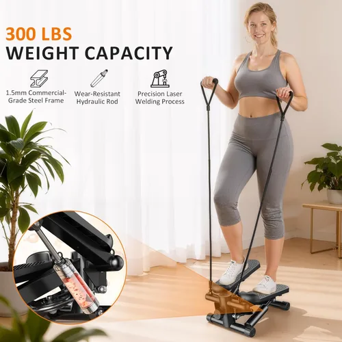 Miniatura 7 de Stair Stepper with Resistance Bands for Home Exercise, Mini Stepper Machine for Indoor Fitness, Portable Home Gym Stepper for Full Body Workout