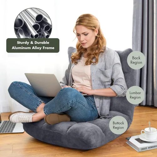 Miniatura 3 de S AFSTAR Silla reclinable acolchada ajustable de 14 posiciones con cómodo soporte de espalda y funda agradable a la piel, ideal para leer, jugar