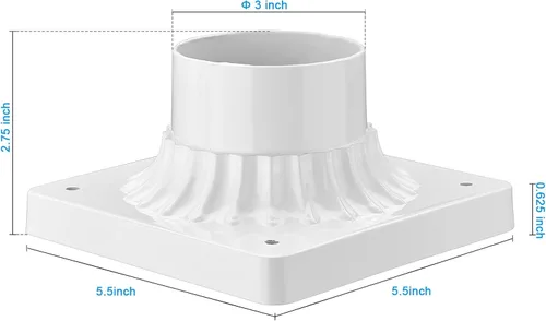 Miniatura 2 de Darkaway Soporte de base de poste para exteriores, adaptador de luz de poste de 3 pulgadas, base de montaje en muelle con acabado blanco para patio