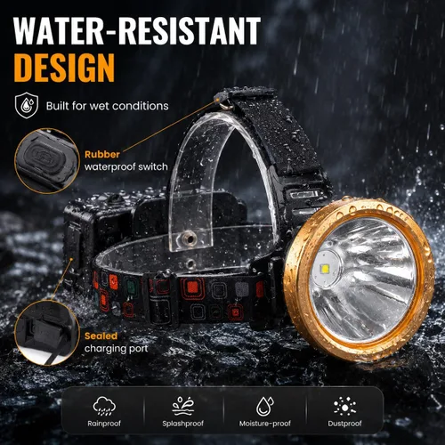 Miniatura 5 de Linterna frontal recargable súper brillante para caza de capullos, linterna LED con fuente de alimentación, linterna impermeable para caza al aire