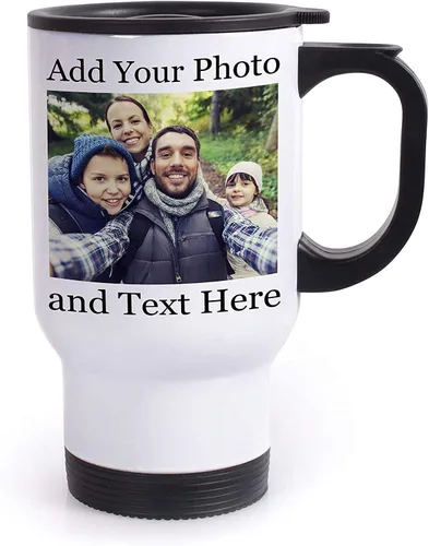 Amazing Items Regalos para papá, taza de viaje personalizada con nombre y texto, añade tu foto, 8 fuentes y colores diferentes, vaso de viaje de 14