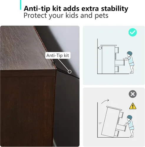 Miniatura 6 de LIDYUK Cómoda negra para dormitorio, cómoda de 6 cajones y cómodas, cómoda de madera moderna, cómoda de 48 pulgadas de ancho para dormitorio