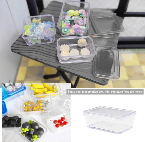 Miniatura 2 de Caja de almacenamiento de alimentos para casa de muñecas, 4 unidades, escala 1/6, 1/12, caja Bento, mini caja fresca, adorno de casa de muñecas
