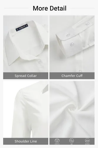 Miniatura 5 de Blusas de negocios para mujer, de manga larga, sin arrugas, con botones, ajuste clásico, cuello para el trabajo y la oficina