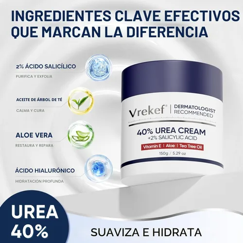 Miniatura 2 de Crema de urea 40 por ciento para pies de máxima resistencia, crema de urea 40% más ácido salicílico 2%, crema para pies y manos para piel seca