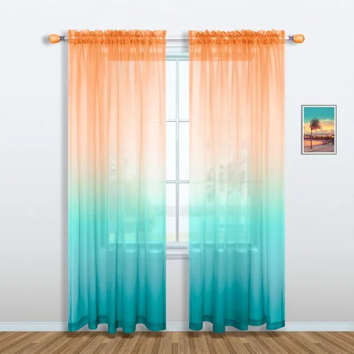 Miniatura 9 de Cortinas rosas y verdes para decoración de dormitorio de sirena, juego de 1 panel transparente, con bolsillo para barra, cortinas de sirena