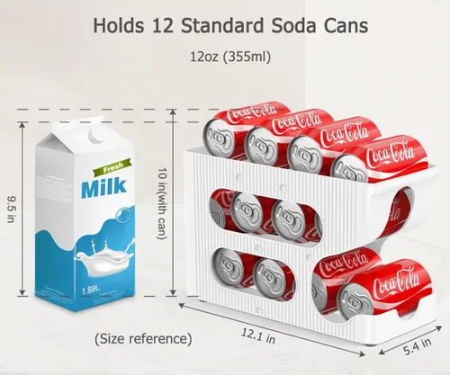 Miniatura 4 de Organizador de latas de soda para despensa/nevera, dispensador/almacenamiento/soporte/contenedor automático de latas con rodillos para refrigerador