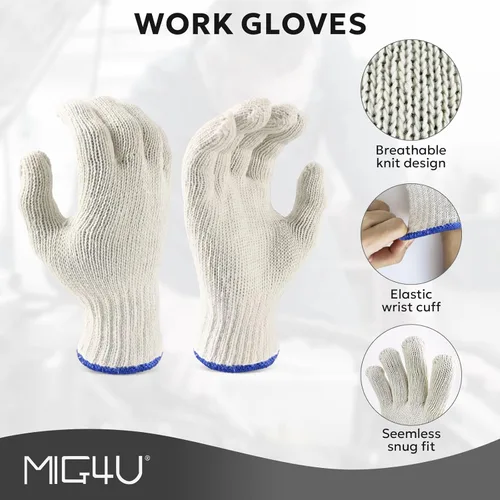 Miniatura 2 de MIG4U 12 Pares de Guantes de Trabajo - Guantes de Hilo de Algodón para Trabajo de Seguridad - Forro de Guante Protector de Manos Protección contra