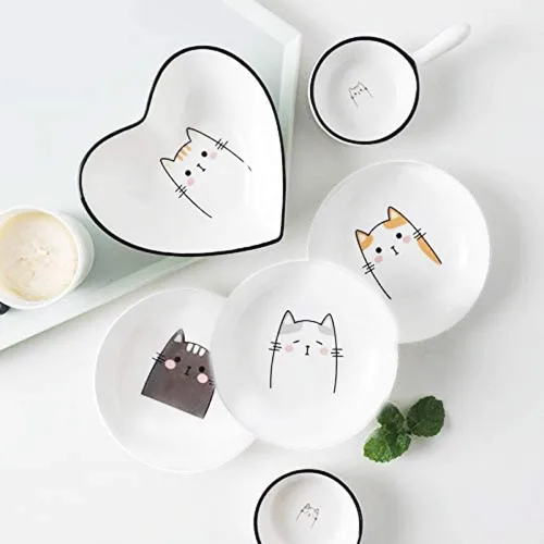 Miniatura 4 de Platos de cena de cerámica para gatos, platos de condimentos, platos de aperitivos, cuenco de inmersión