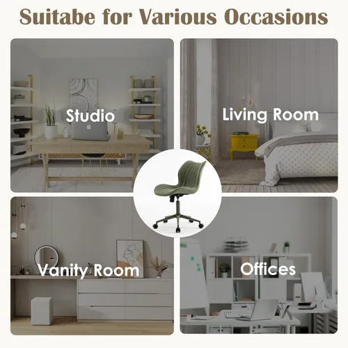 Miniatura 8 de YOUNUOKE Silla de escritorio sin brazos, cómoda silla de oficina con ruedas, silla ergonómica para el hogar, sillas ajustables para computadora