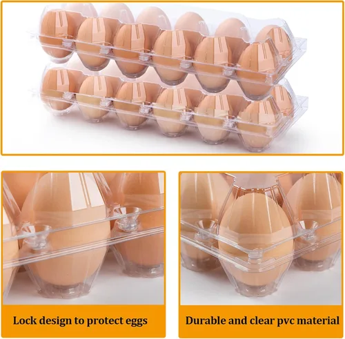 Miniatura 3 de 48 paquetes de cartones para huevos económicos a granel de 12 unidades, 1 docena de cartones para huevos transparentes y vacíos para huevos