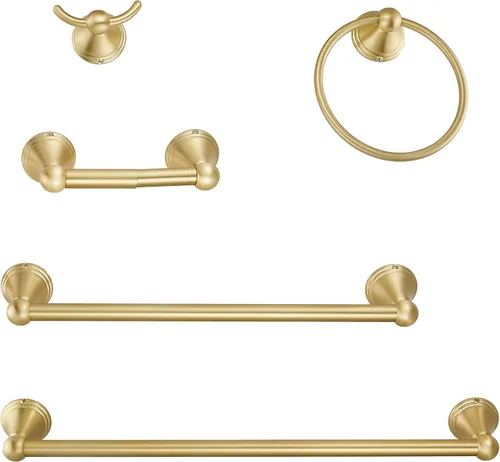 Sagetta Juego de accesorios de baño, juego de accesorios de baño de 5 piezas, soporte de pared, incluye barra de toalla de 20 pulgadas, barra de