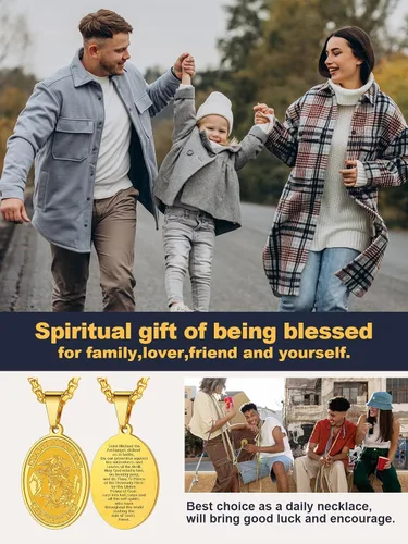 Miniatura 294 de U7 Saint Benedict/Michael Medal Necklace, 316L Stainless Steel Virgin Mary Necklace for Men Women, Bible Verse Protection Necklace Catholic