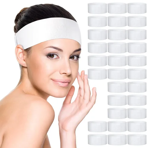 Miniatura 9 de Waydress 140 diademas faciales desechables de spa con cierre cómodo, bandas faciales elásticas, banda suave para el cuidado de la piel para mujeres