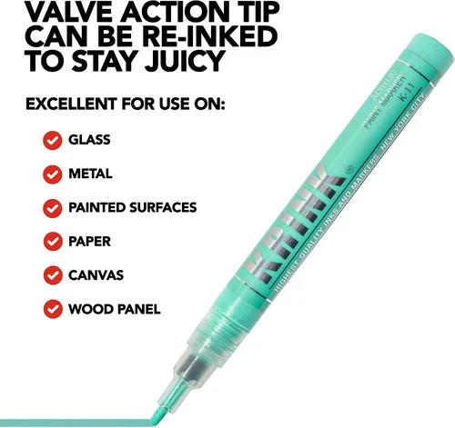 Miniatura 4 de Krink K-11 Juego de 12 marcadores de pintura – Marcadores de pintura acrílica de arte fino vibrante y opaco – Marcadores artísticos para superficies