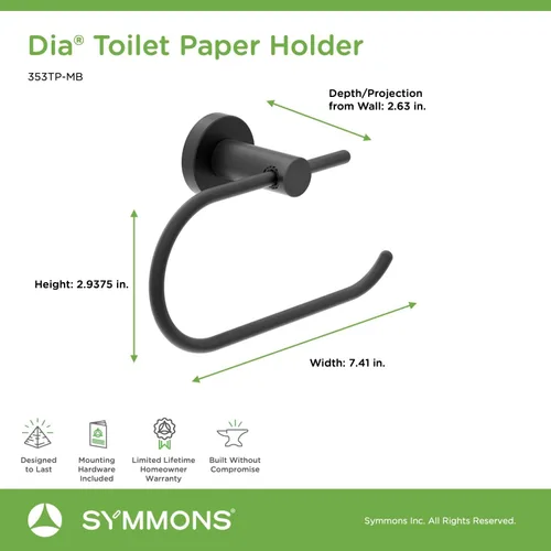 Miniatura 9 de Symmons 35AC3BUNDLEMB - Juego de accesorios de baño de pared de 3 piezas, color negro mate Mate negro