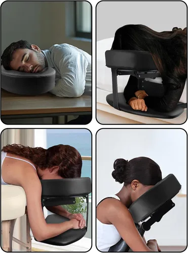 Miniatura 7 de TOROKOM Soporte ajustable para reposacabezas y almohada facial (color negro)