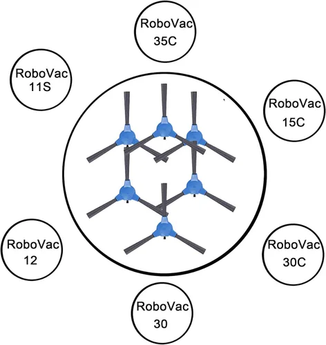 Miniatura 4 de Repuesto de cepillo lateral para aspiradora Eufy RoboVac 11S, RoboVac 12, RoboVac 15C, RoboVac 30, RoboVac 30C, RoboVac 35C, paquete de 6