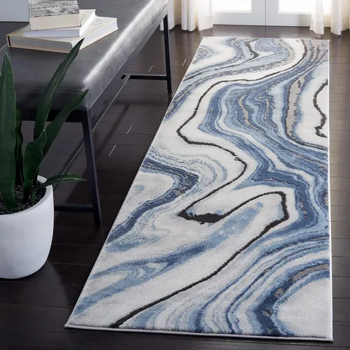 Miniatura 10 de SAFAVIEH Craft Collection - Alfombra decorativa, 2'3" x 4', azul y gris, diseño abstracto moderno, no desprende pelusa y de fácil cuidado, ideal