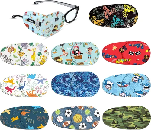 Panelee 10 parches para ojos para niños, 10 estilos, parches adhesivos para los ojos para niños y niñas, sin látex, almohadillas perezosas a granel