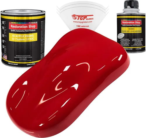 Miniatura 19 de Restoration Shop - Pintura de esmalte acrílico Monza Red para autos - Kit completo de pintura de galón - Recubrimiento profesional de alta Rojo