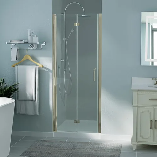 Miniatura 33 de ExBrite Puerta de ducha pivote sin marco de 34-35.5 pulgadas de ancho x 72 pulgadas de alto, puertas de ducha pivotantes de vidrio transparente