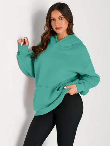 Miniatura 204 de Trendy Queen - Sudaderas extragrandes con capucha para mujer, suéteres de manga larga, sin botones, de vellón, de otoño, ropa de invierno