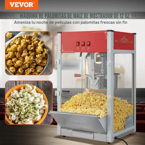 Miniatura 2 de VEVOR Máquina comercial de palomitas de maíz, hervidor de 12 onzas, máquina de palomitas de maíz para encimera de 1440 W para 80 tazas por lote